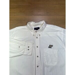 Antigua Mens vintage White Long Sleeve Button Down Shirt Purdue Logo XL